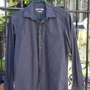 DKNY Slim Fit Dress Shirt Dark Gray 15.5 32/33